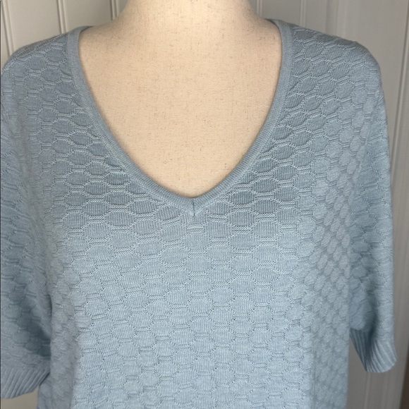 Ella Moss Light Blue V-Neck Textured Sweater Sz XXL - Picture 3 of 14